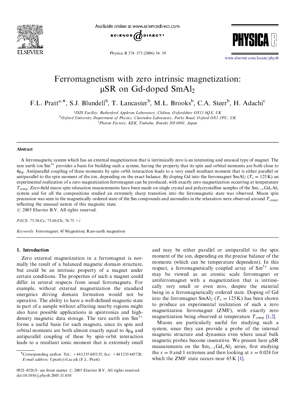 Ferromagnetism with zero intrinsic magnetization: μSRμSR on Gd-doped SmAl2SmAl2