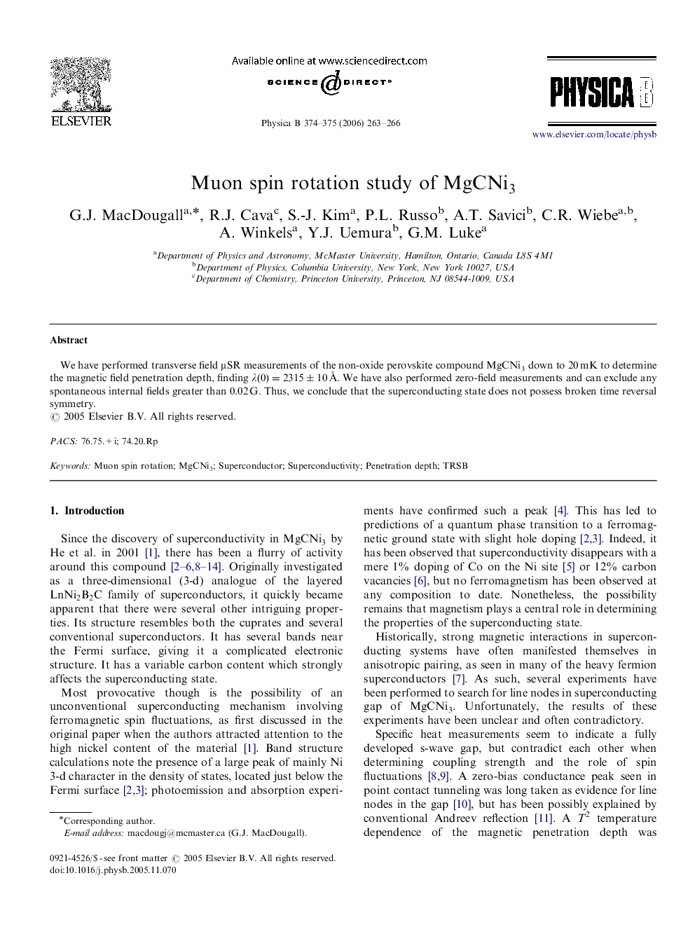 Muon spin rotation study of MgCNi3MgCNi3