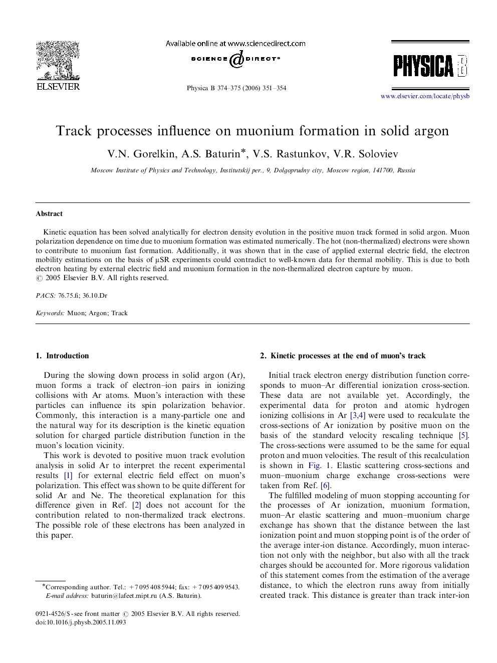 Track processes influence on muonium formation in solid argon