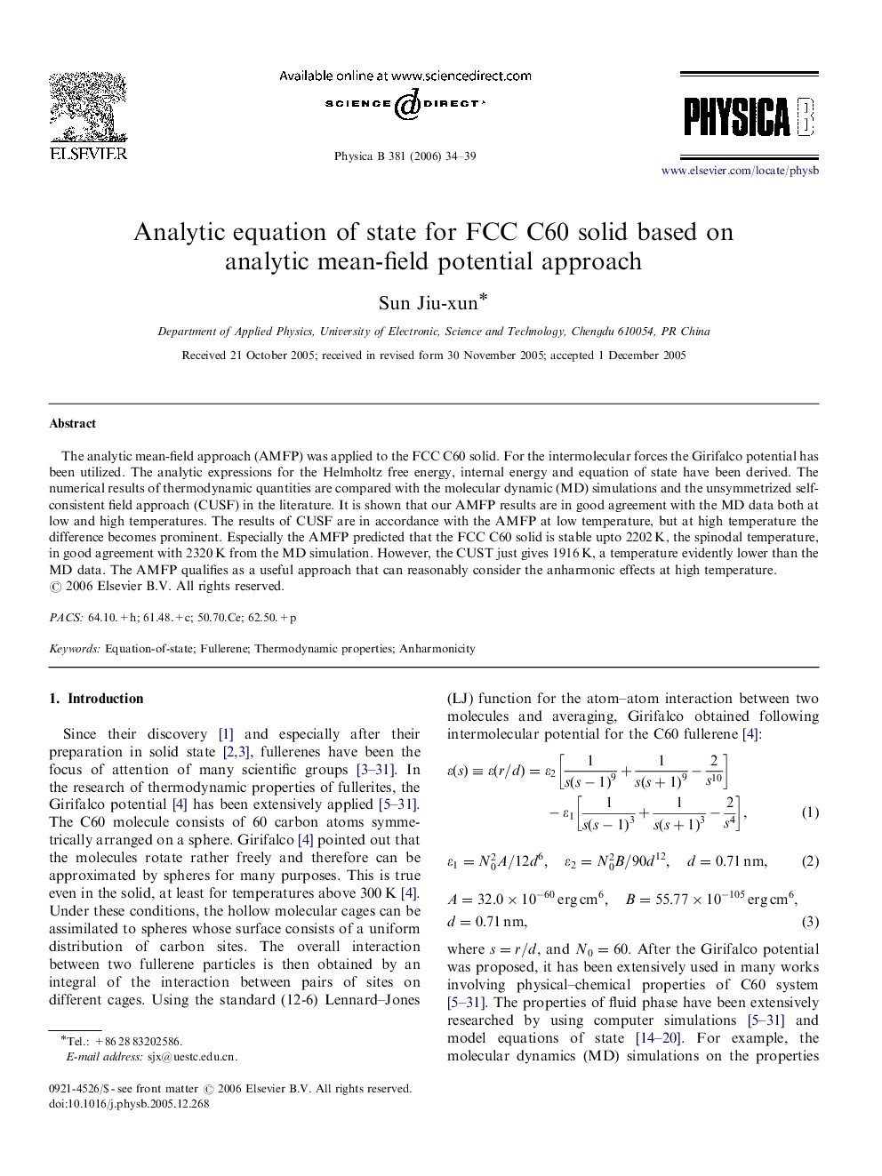 Analytic equation of state for FCC C60 solid based on analytic mean-field potential approach