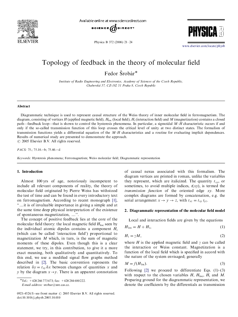 Topology of feedback in the theory of molecular field
