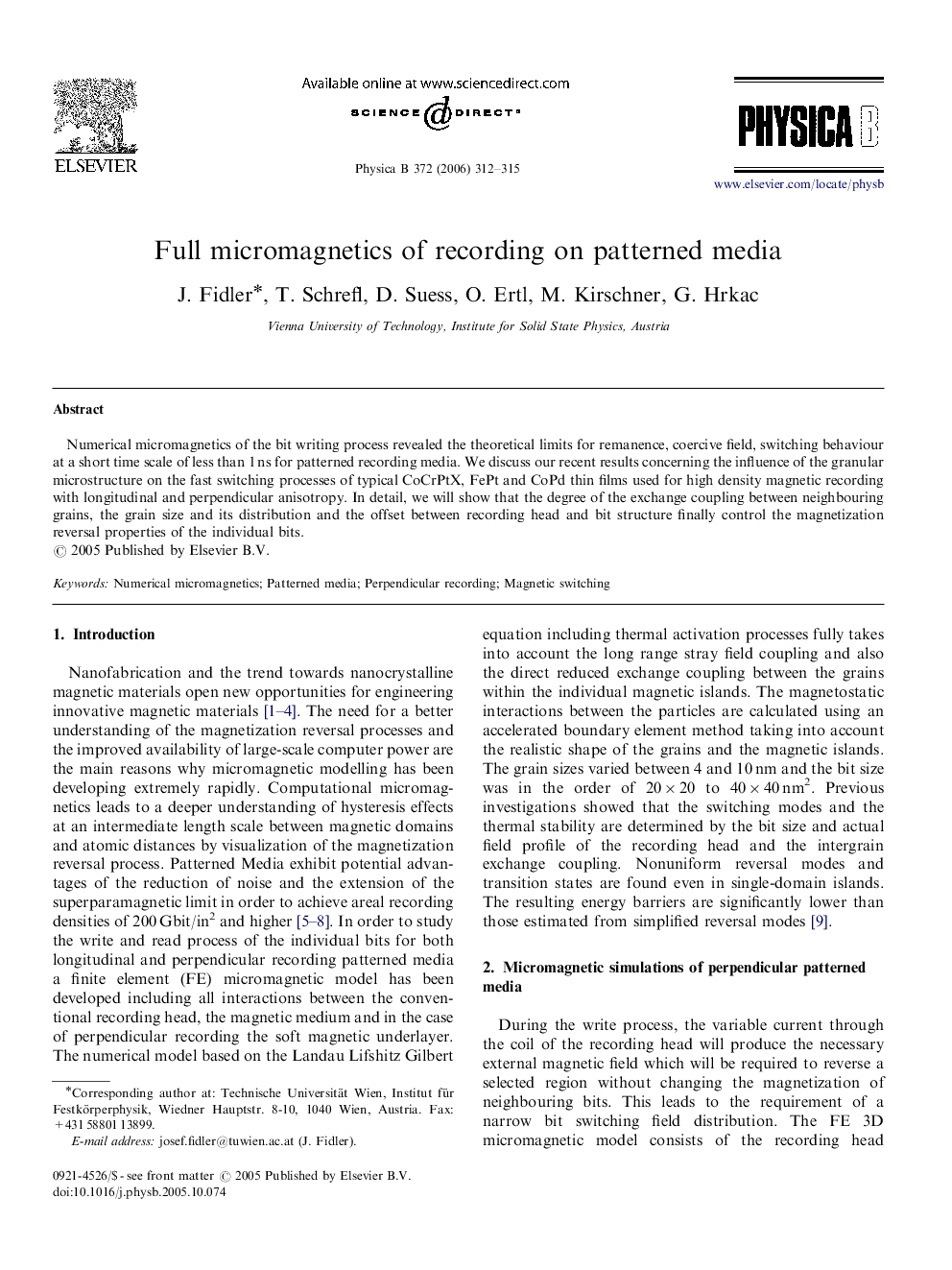 Full micromagnetics of recording on patterned media