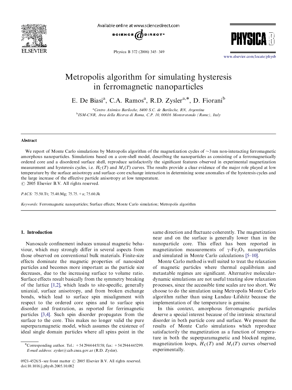 Metropolis algorithm for simulating hysteresis in ferromagnetic nanoparticles