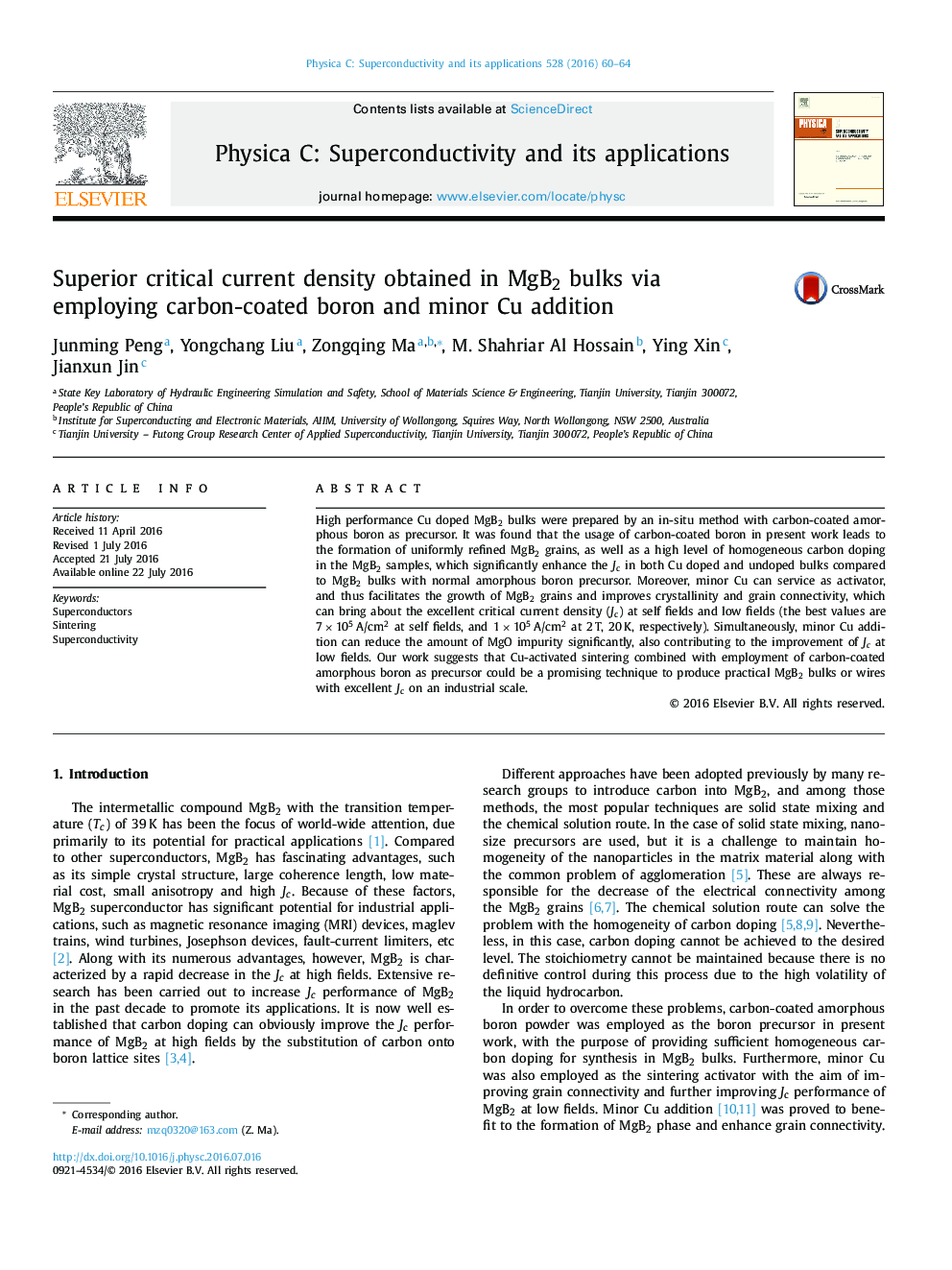 Superior critical current density obtained in MgB2 bulks via employing carbon-coated boron and minor Cu addition