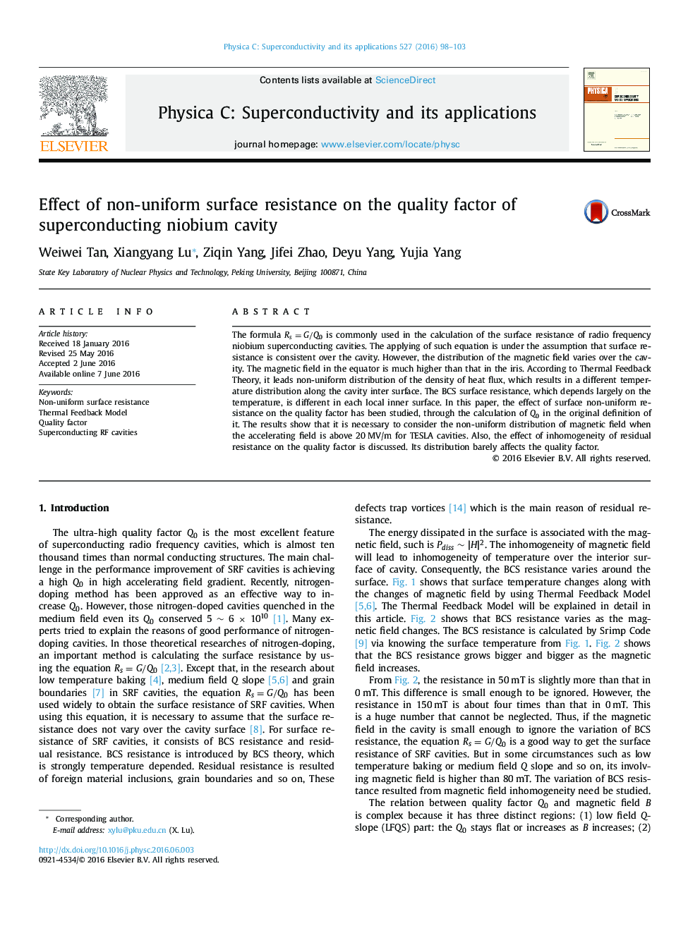 Effect of non-uniform surface resistance on the quality factor of superconducting niobium cavity