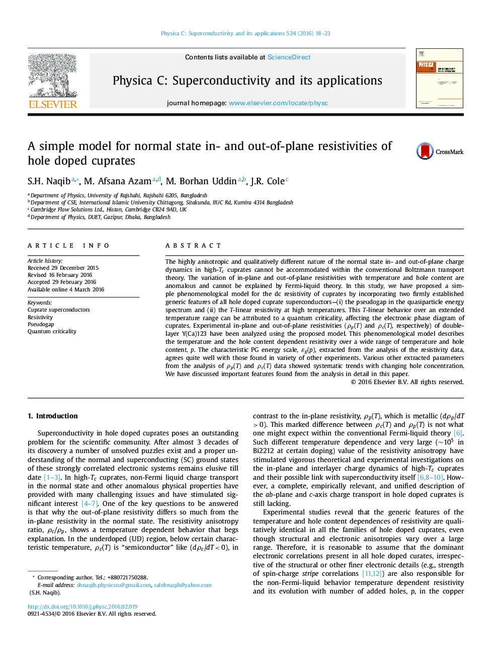 A simple model for normal state in- and out-of-plane resistivities of hole doped cuprates