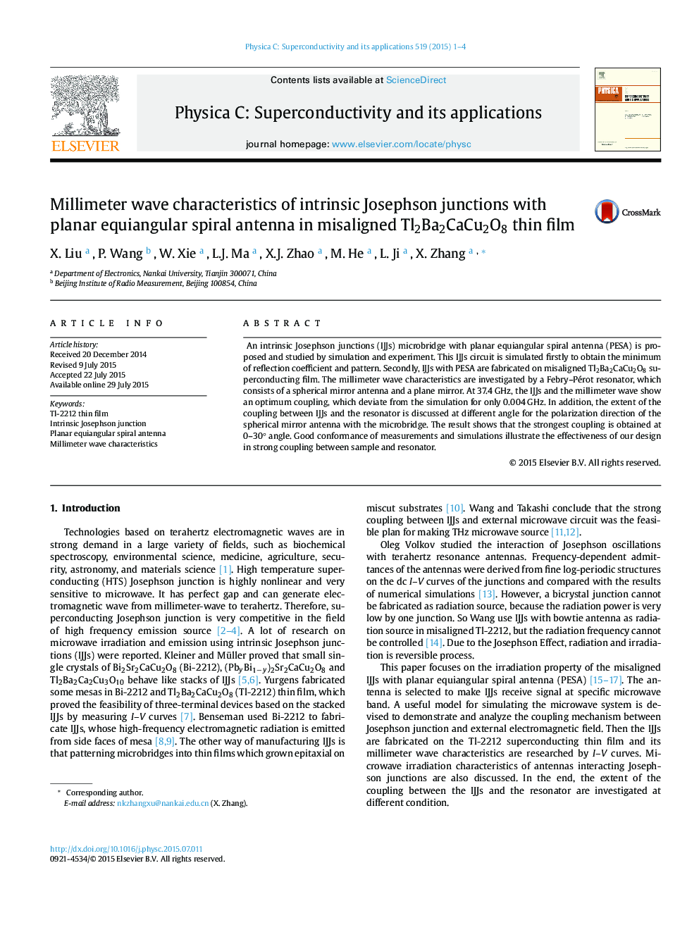 Millimeter wave characteristics of intrinsic Josephson junctions with planar equiangular spiral antenna in misaligned Tl2Ba2CaCu2O8 thin film