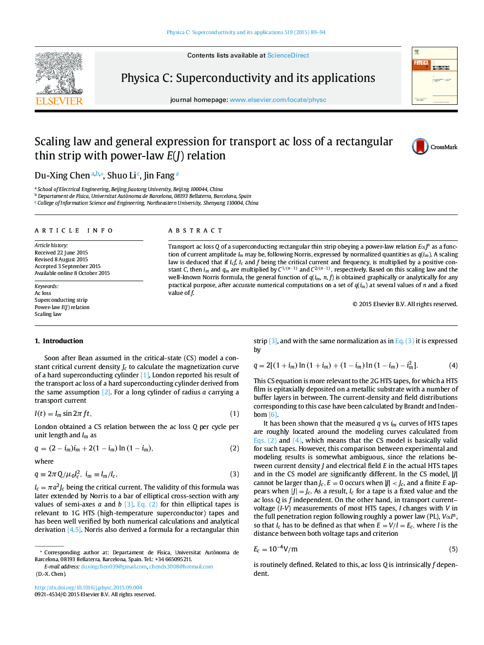 Scaling law and general expression for transport ac loss of a rectangular thin strip with power-law E(J) relation