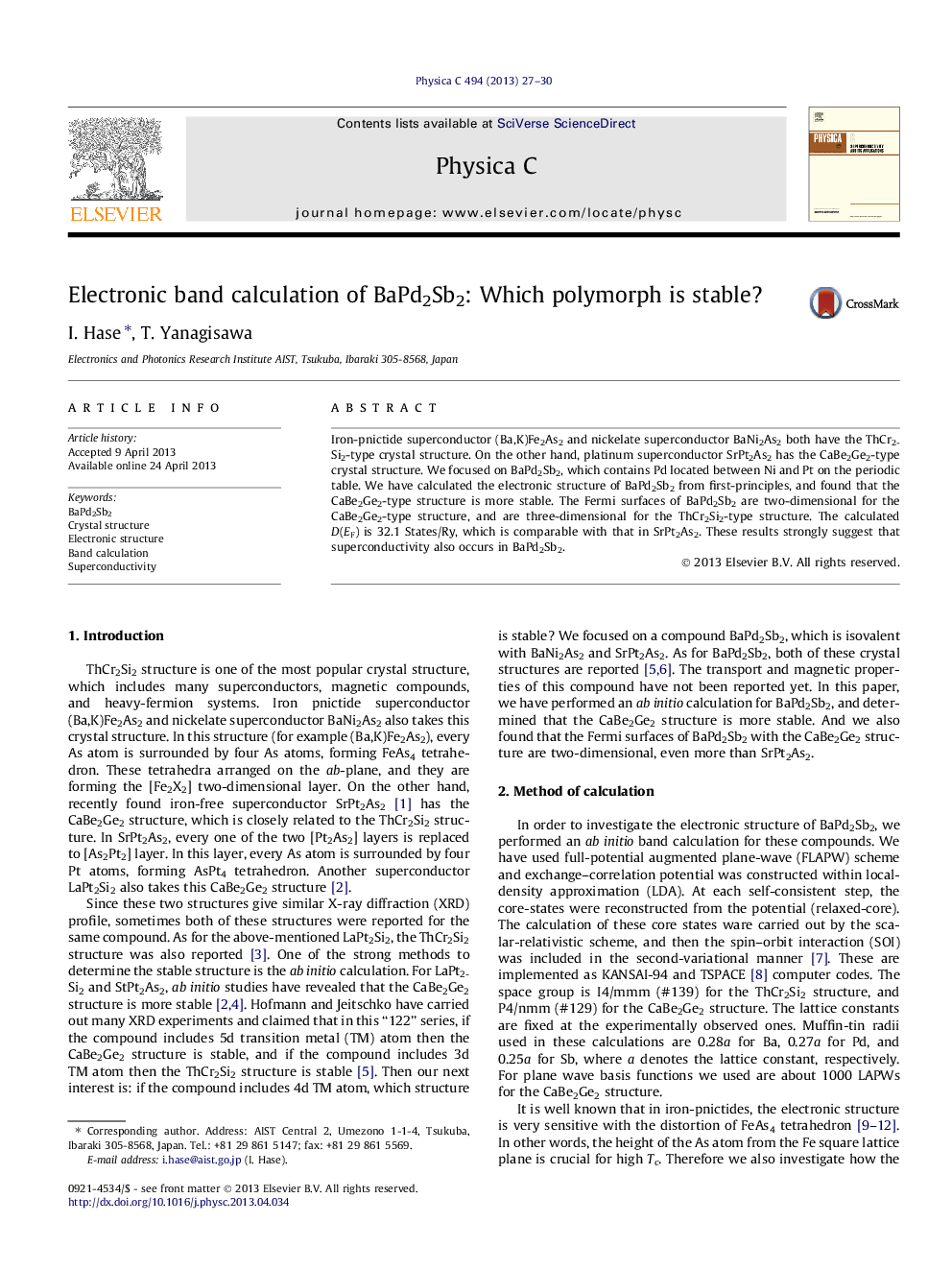 Electronic band calculation of BaPd2Sb2: Which polymorph is stable?