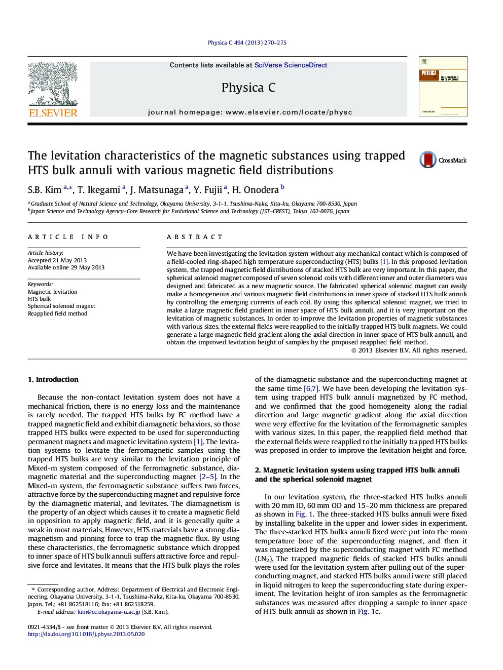 The levitation characteristics of the magnetic substances using trapped HTS bulk annuli with various magnetic field distributions