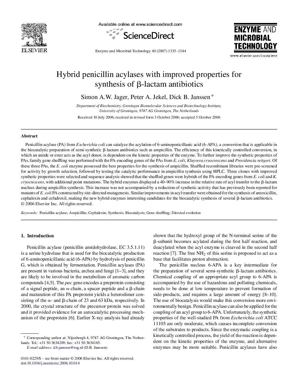 Hybrid penicillin acylases with improved properties for synthesis of β-lactam antibiotics