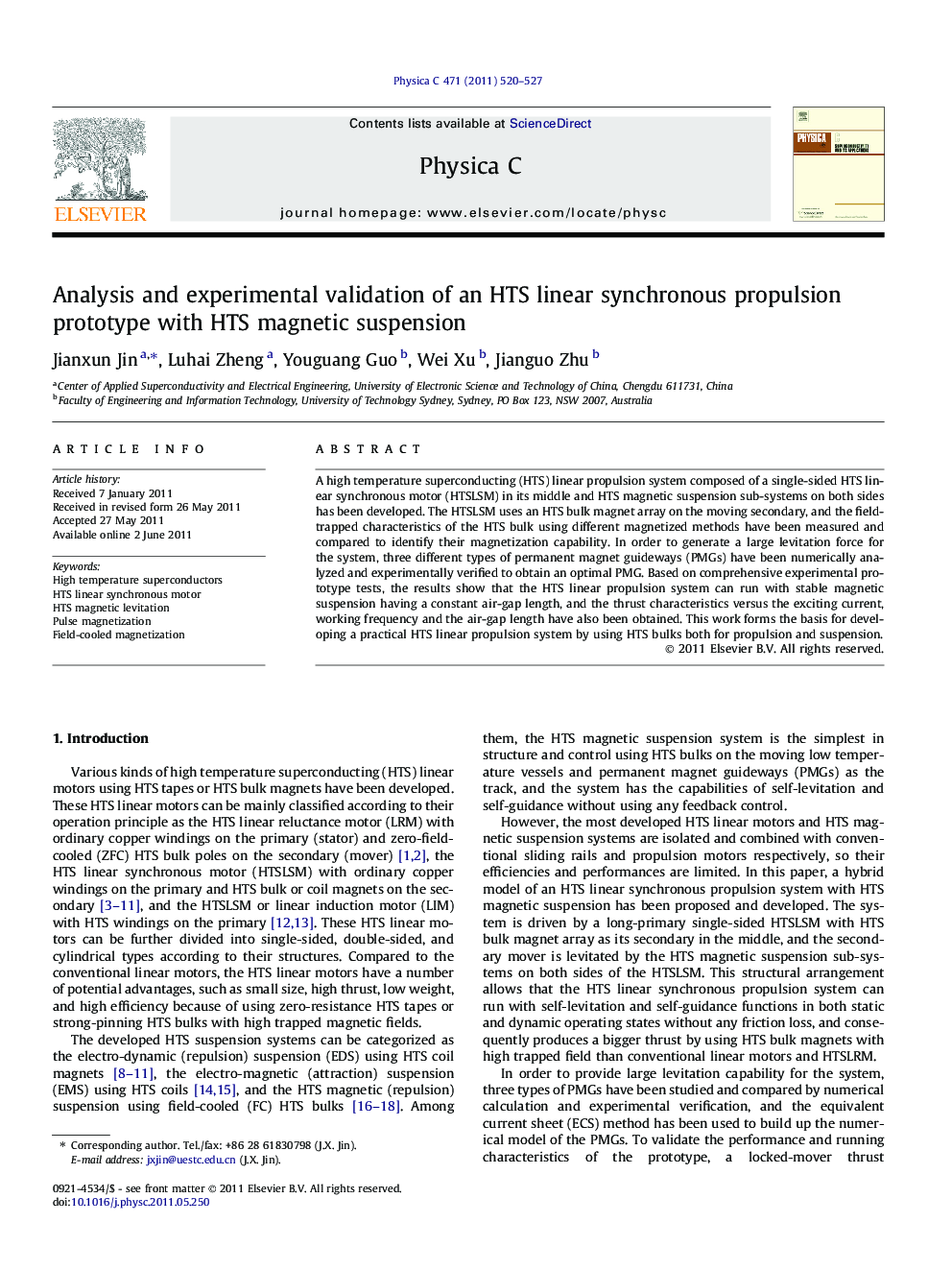 Analysis and experimental validation of an HTS linear synchronous propulsion prototype with HTS magnetic suspension