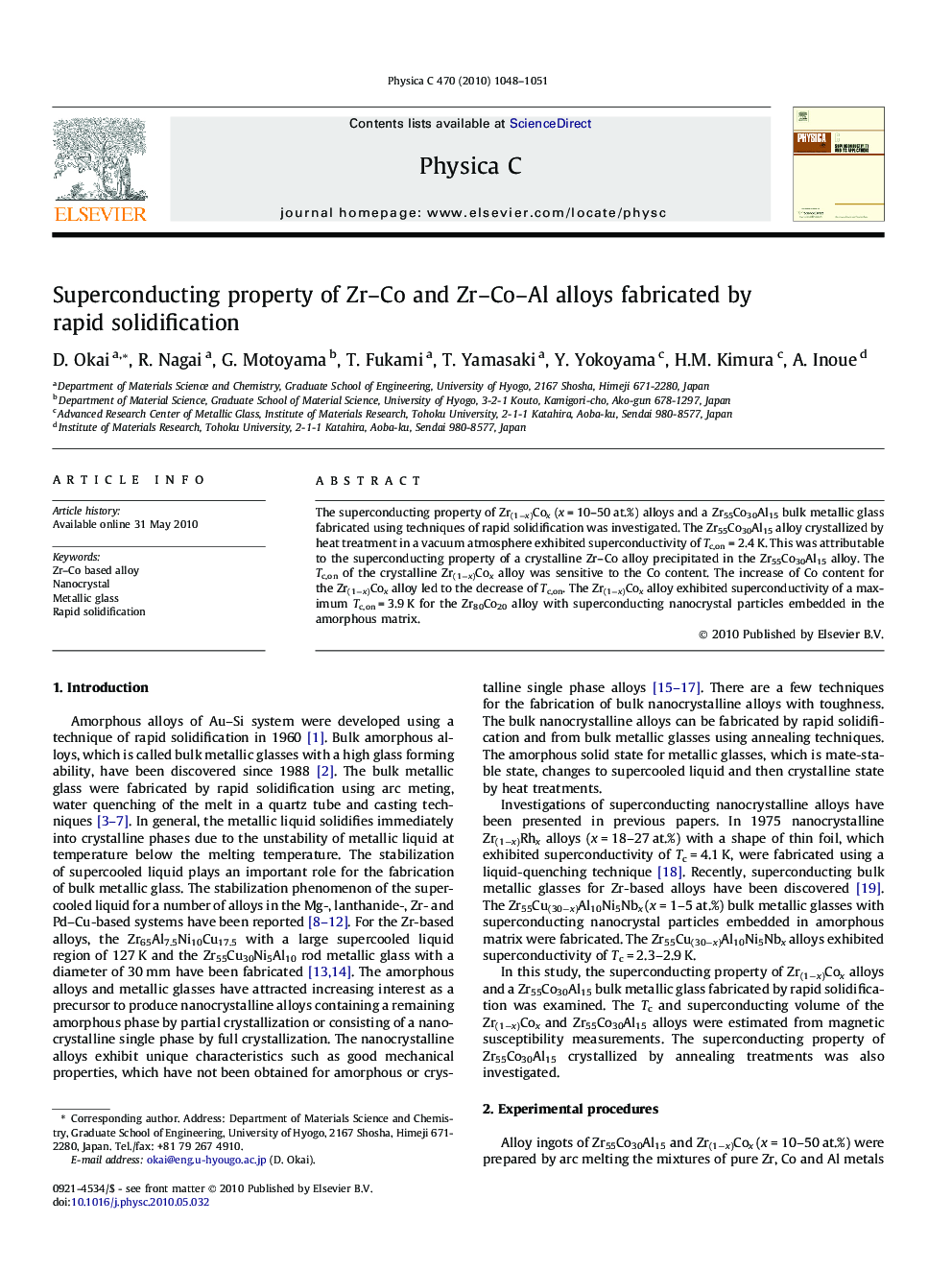 Superconducting property of Zr-Co and Zr-Co-Al alloys fabricated by rapid solidification