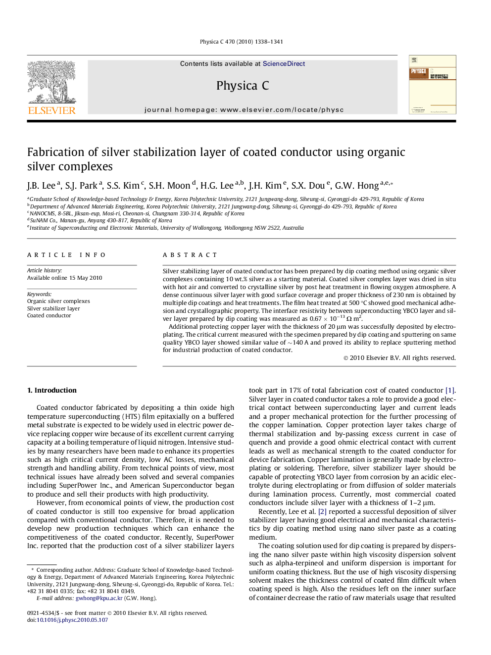 Fabrication of silver stabilization layer of coated conductor using organic silver complexes