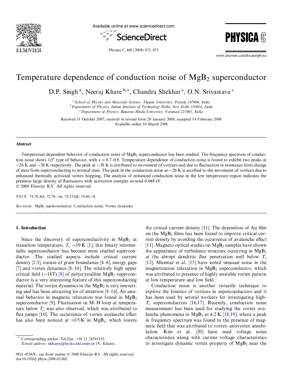 Temperature dependence of conduction noise of MgB2 superconductor