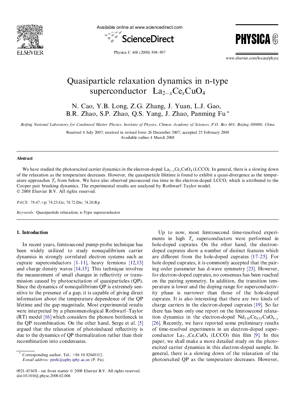 Quasiparticle relaxation dynamics in n-type superconductor La2-xCexCuO4La2-xCexCuO4