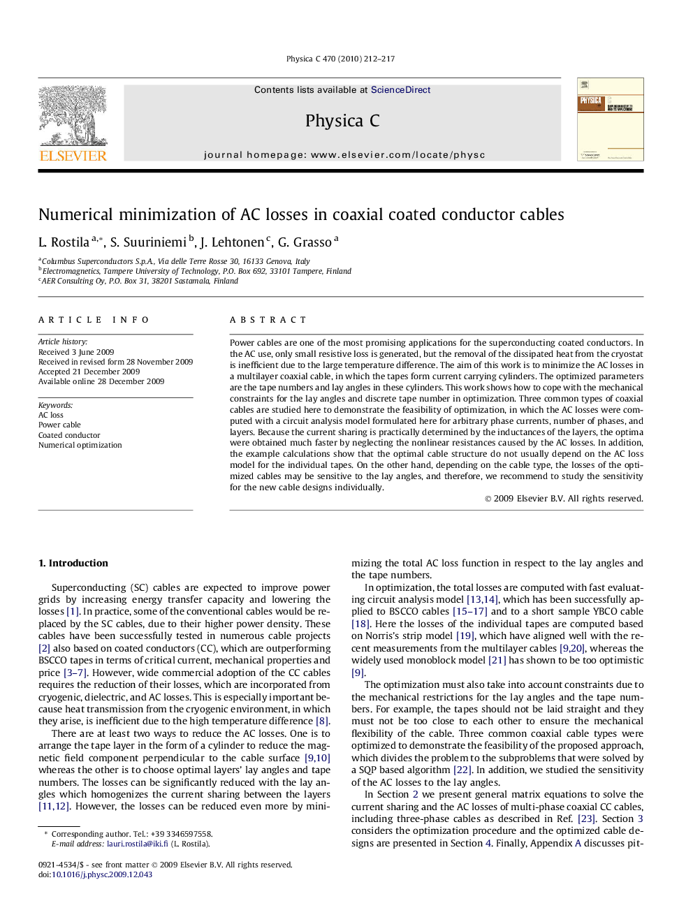 Numerical minimization of AC losses in coaxial coated conductor cables