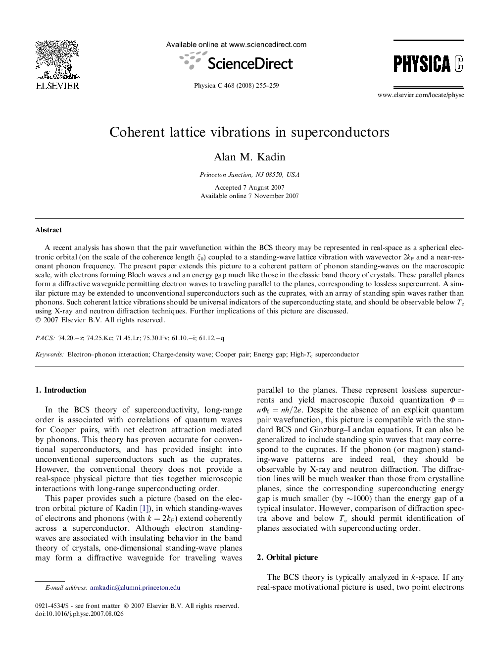 Coherent lattice vibrations in superconductors