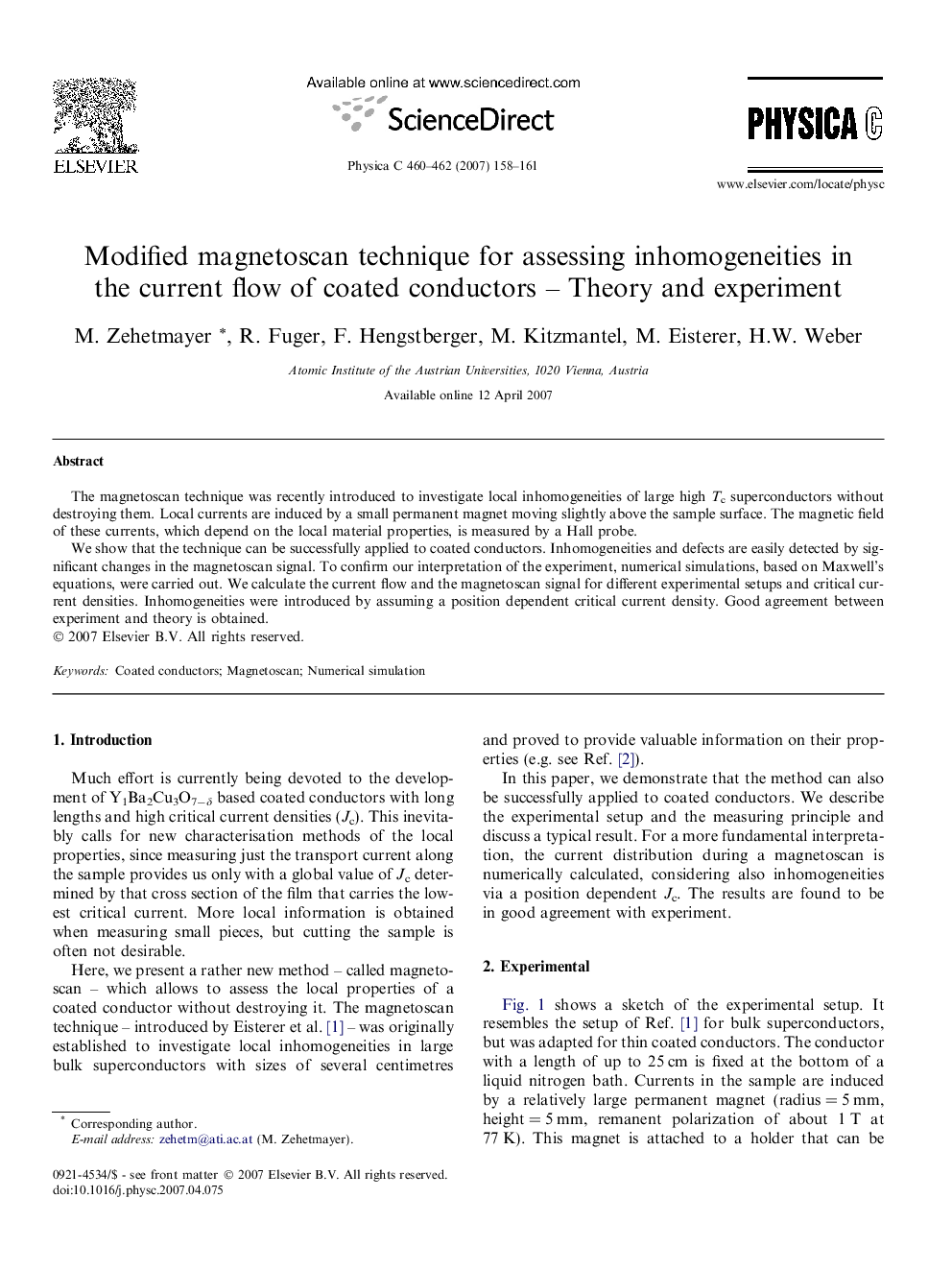 Modified magnetoscan technique for assessing inhomogeneities in the current flow of coated conductors - Theory and experiment