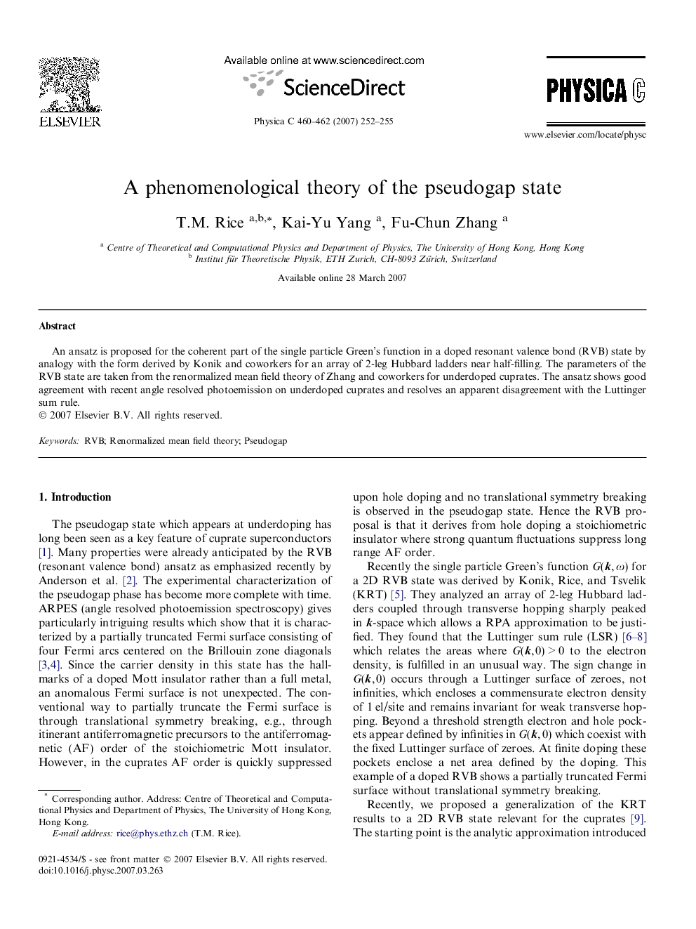 A phenomenological theory of the pseudogap state