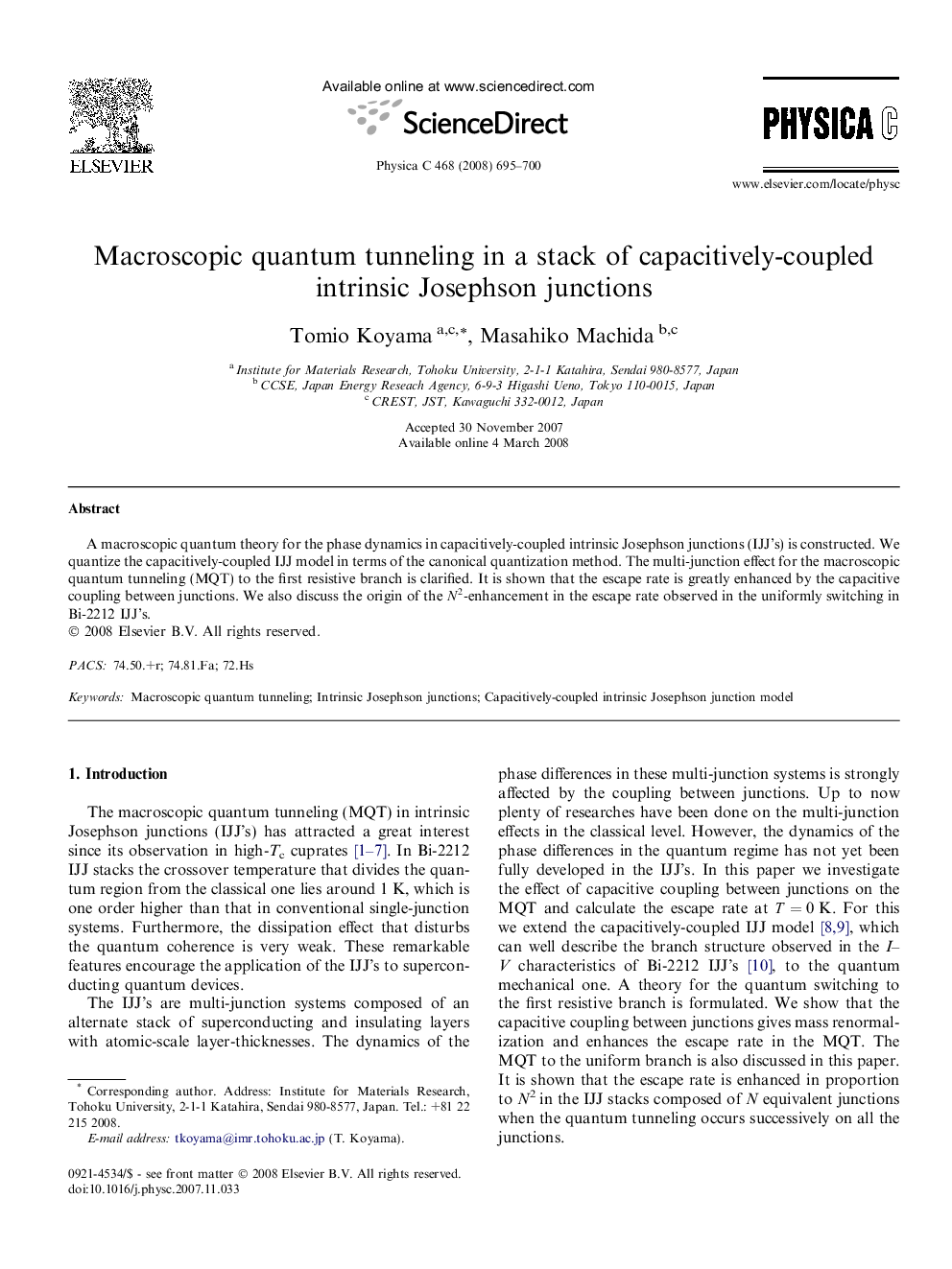 Macroscopic quantum tunneling in a stack of capacitively-coupled intrinsic Josephson junctions