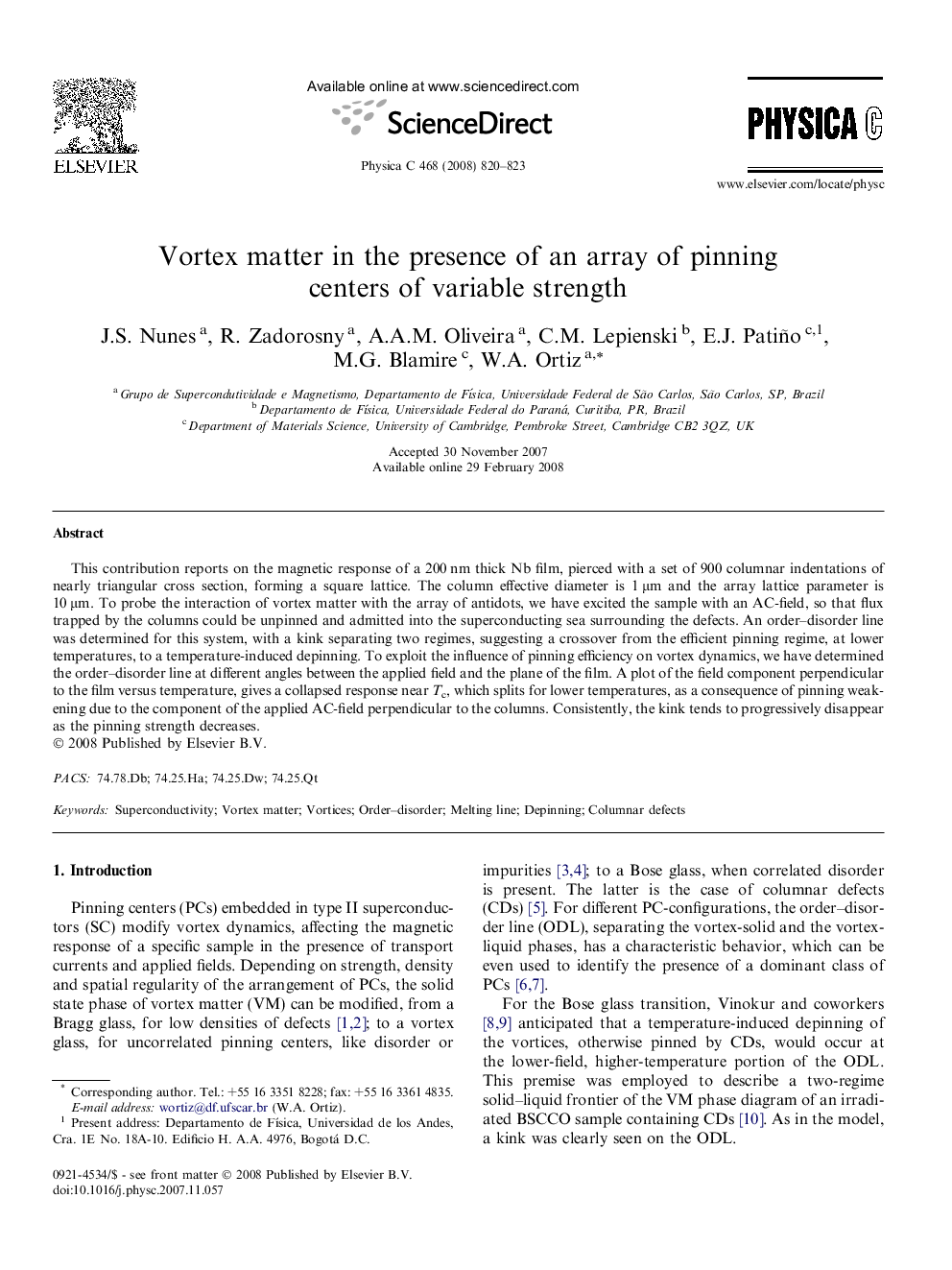 Vortex matter in the presence of an array of pinning centers of variable strength