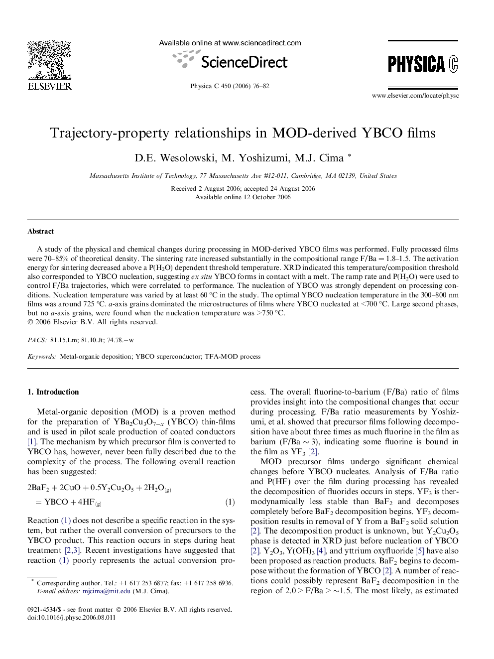 Trajectory-property relationships in MOD-derived YBCO films