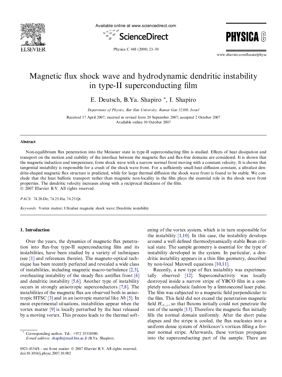 Magnetic flux shock wave and hydrodynamic dendritic instability in type-II superconducting film