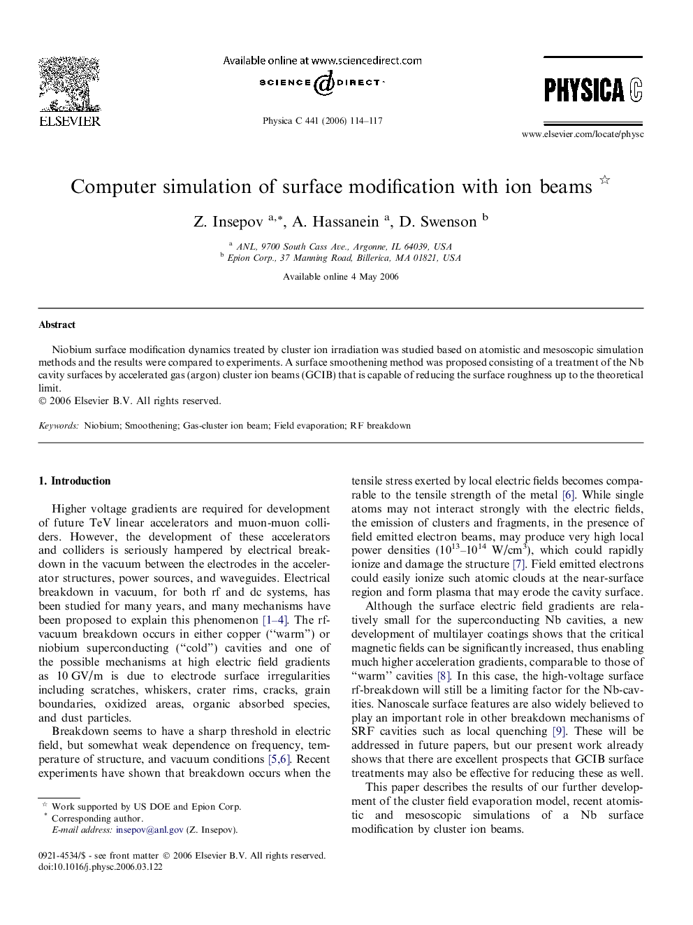 Computer simulation of surface modification with ion beams 