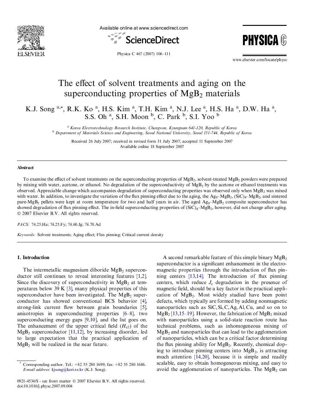 The effect of solvent treatments and aging on the superconducting properties of MgB2 materials