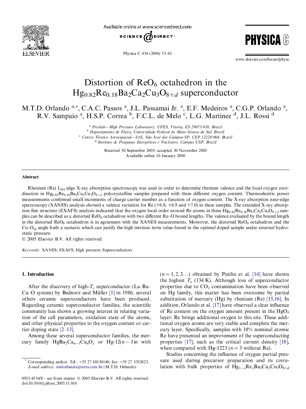 Distortion of ReO6 octahedron in the Hg0.82Re0.18Ba2Ca2Cu3O8+d superconductor