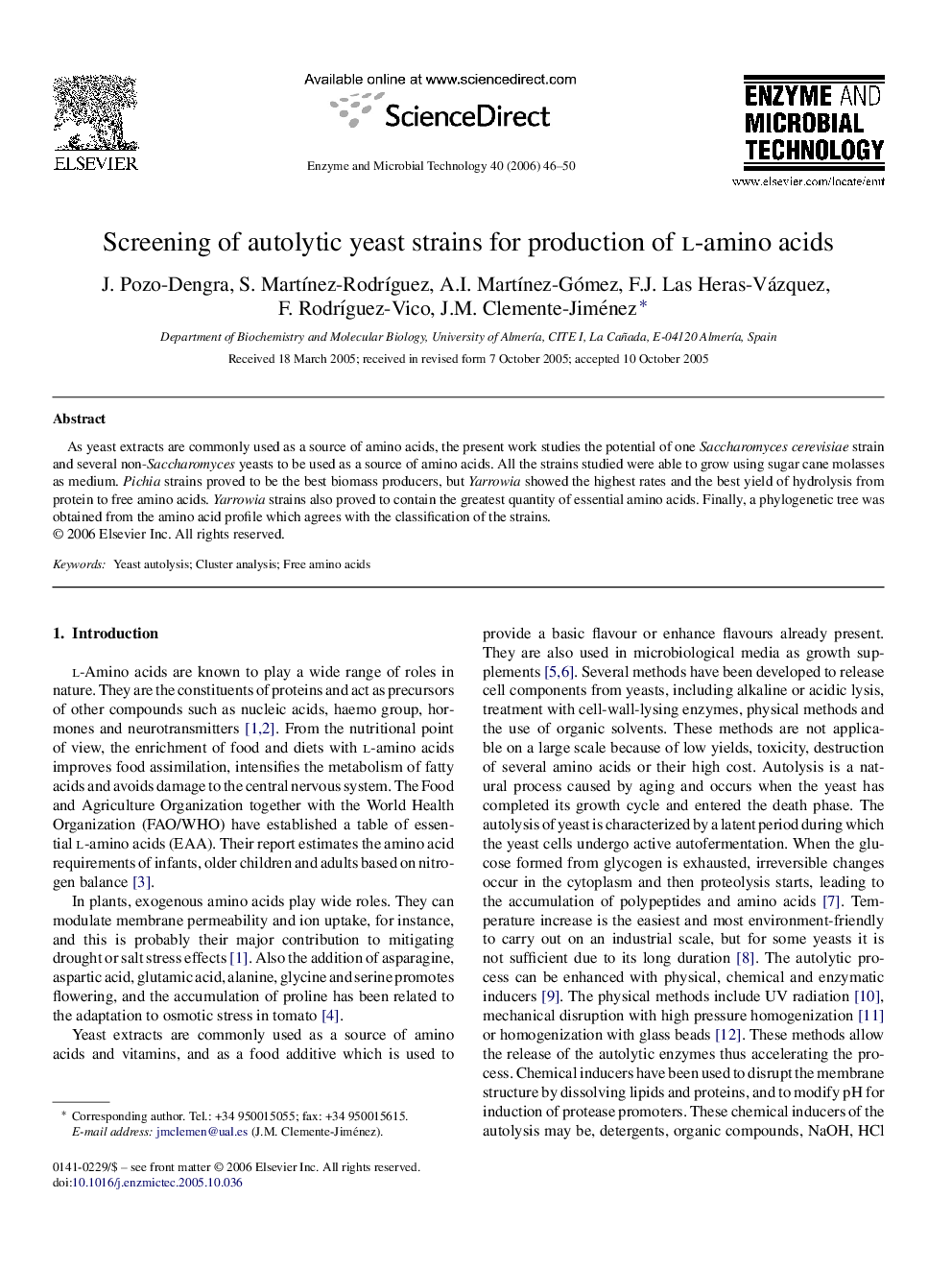 Screening of autolytic yeast strains for production of l-amino acids