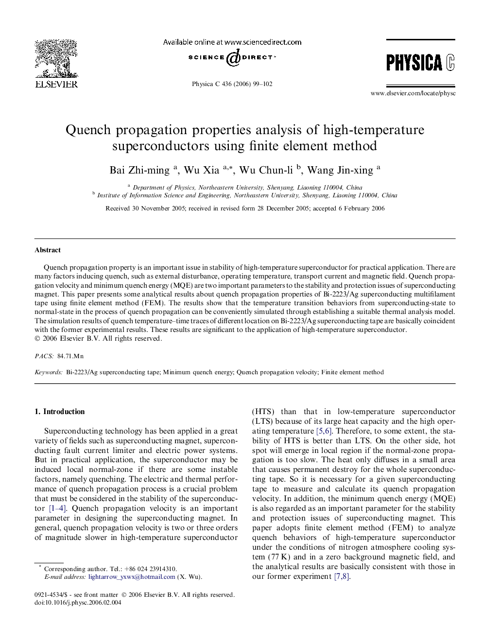 Quench propagation properties analysis of high-temperature superconductors using finite element method