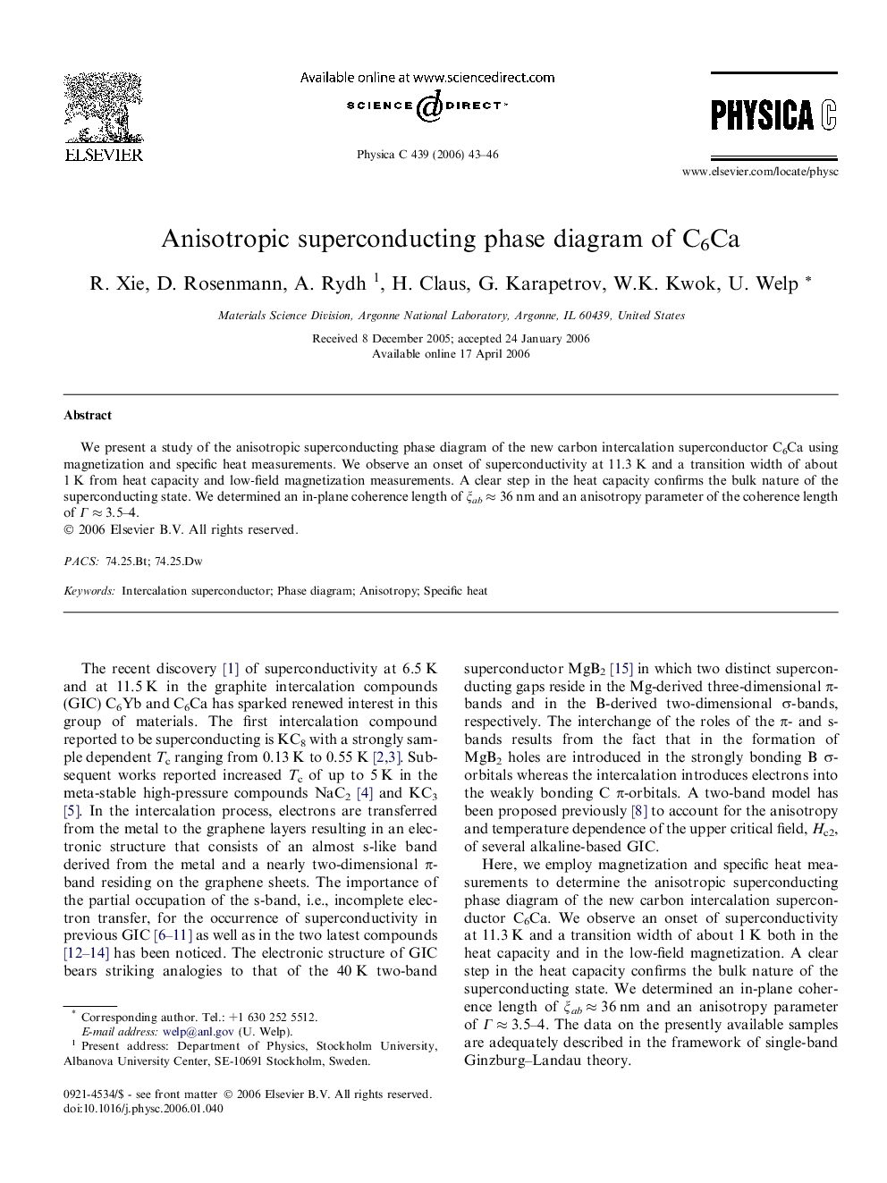 Anisotropic superconducting phase diagram of C6Ca