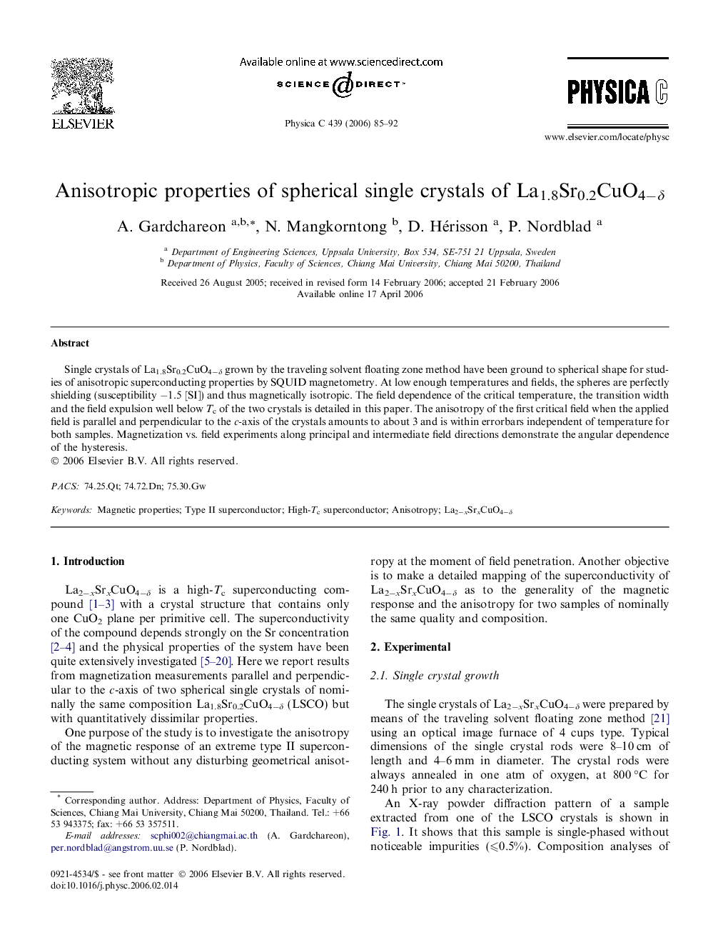 Anisotropic properties of spherical single crystals of La1.8Sr0.2CuO4âÎ´