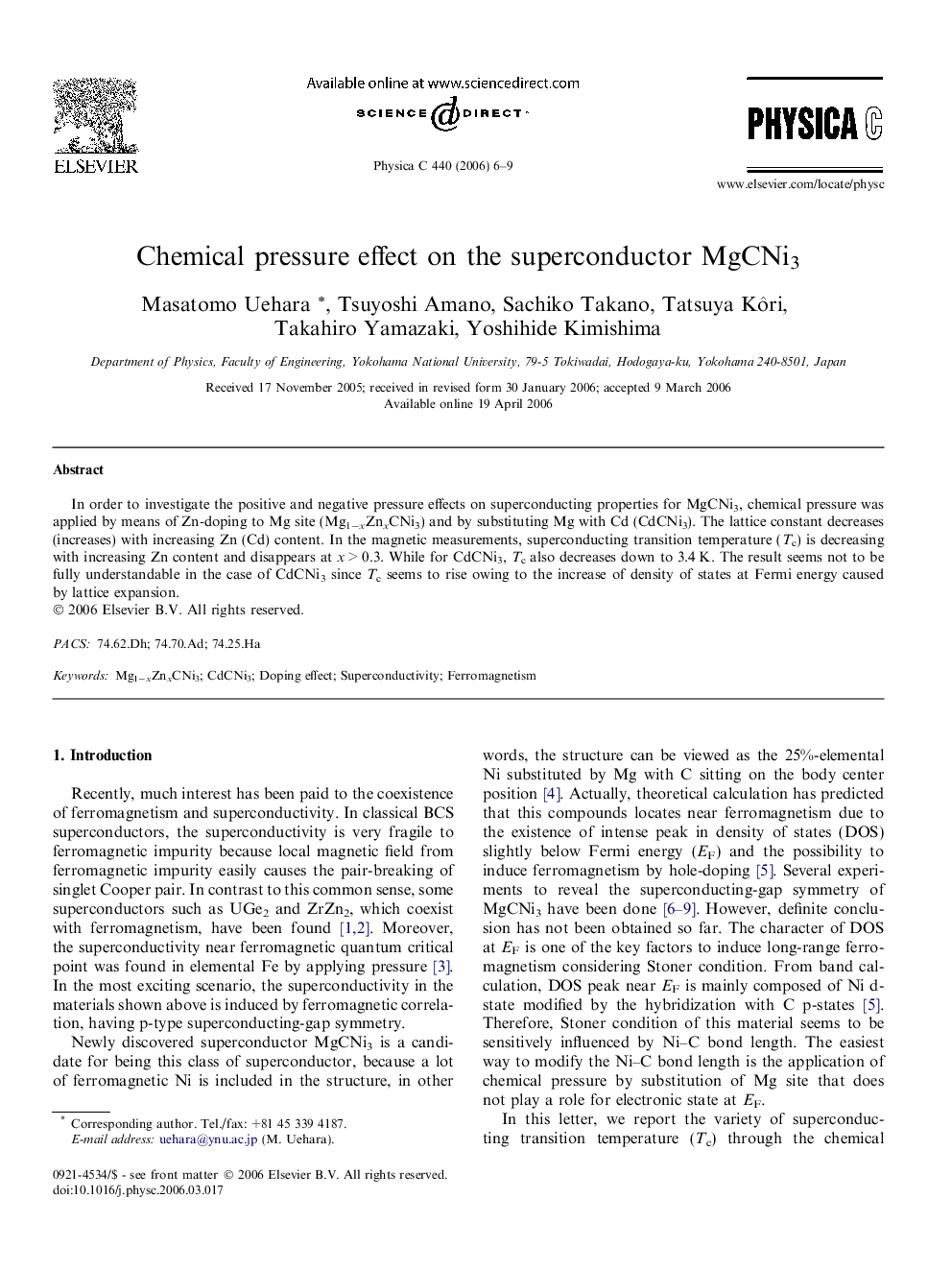 Chemical pressure effect on the superconductor MgCNi3