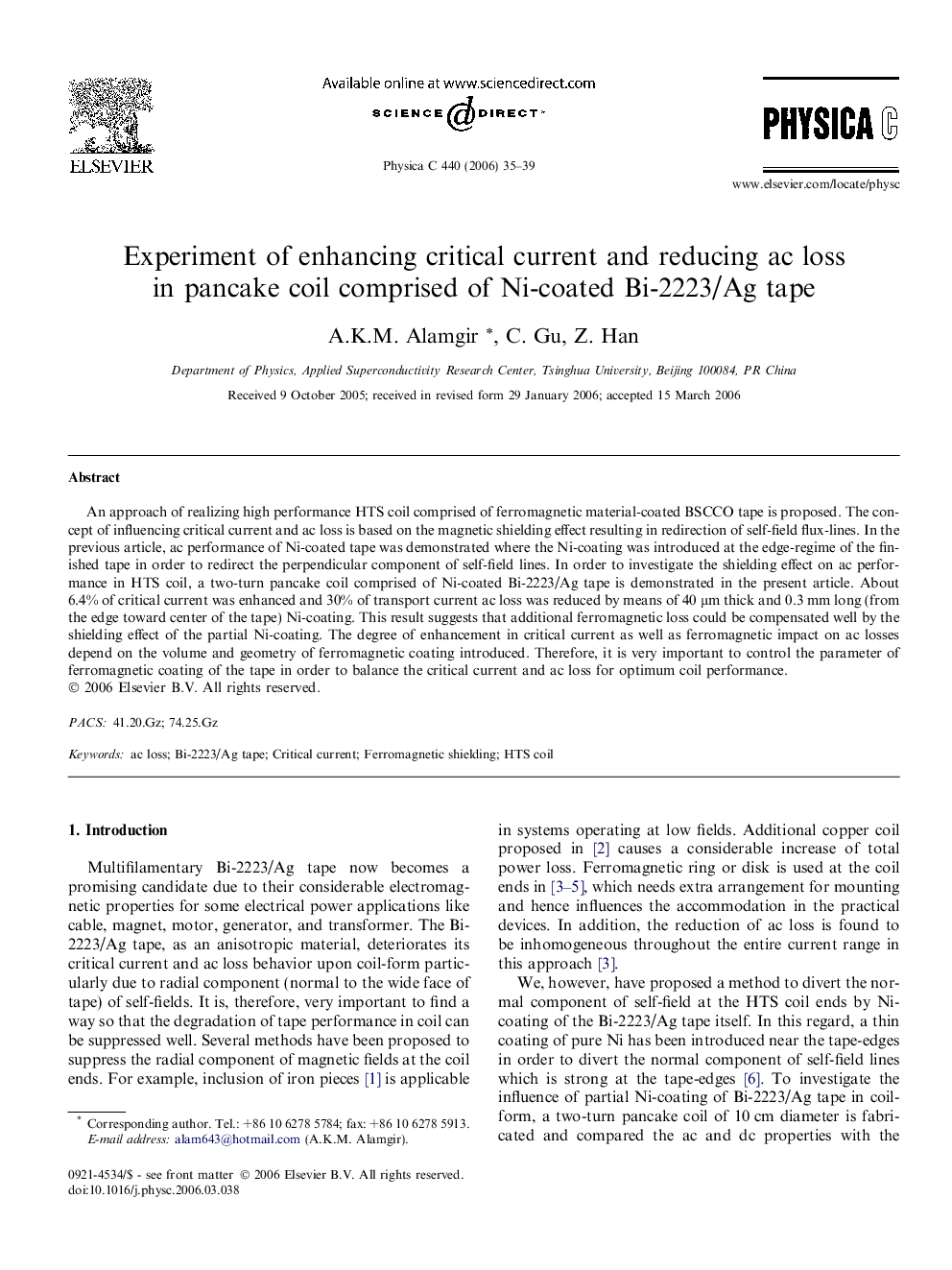 Experiment of enhancing critical current and reducing ac loss in pancake coil comprised of Ni-coated Bi-2223/Ag tape