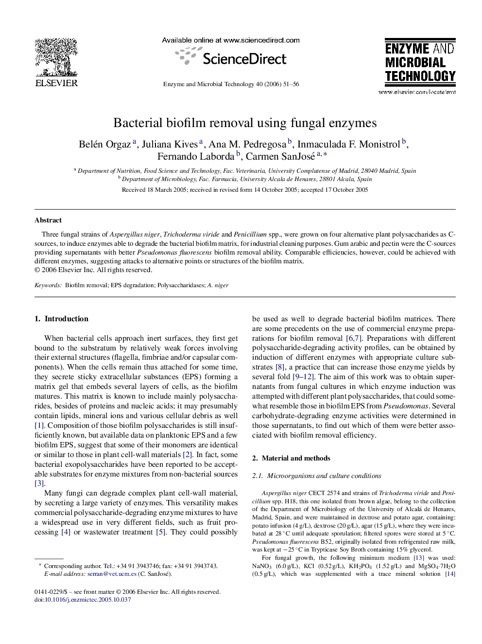 Bacterial biofilm removal using fungal enzymes