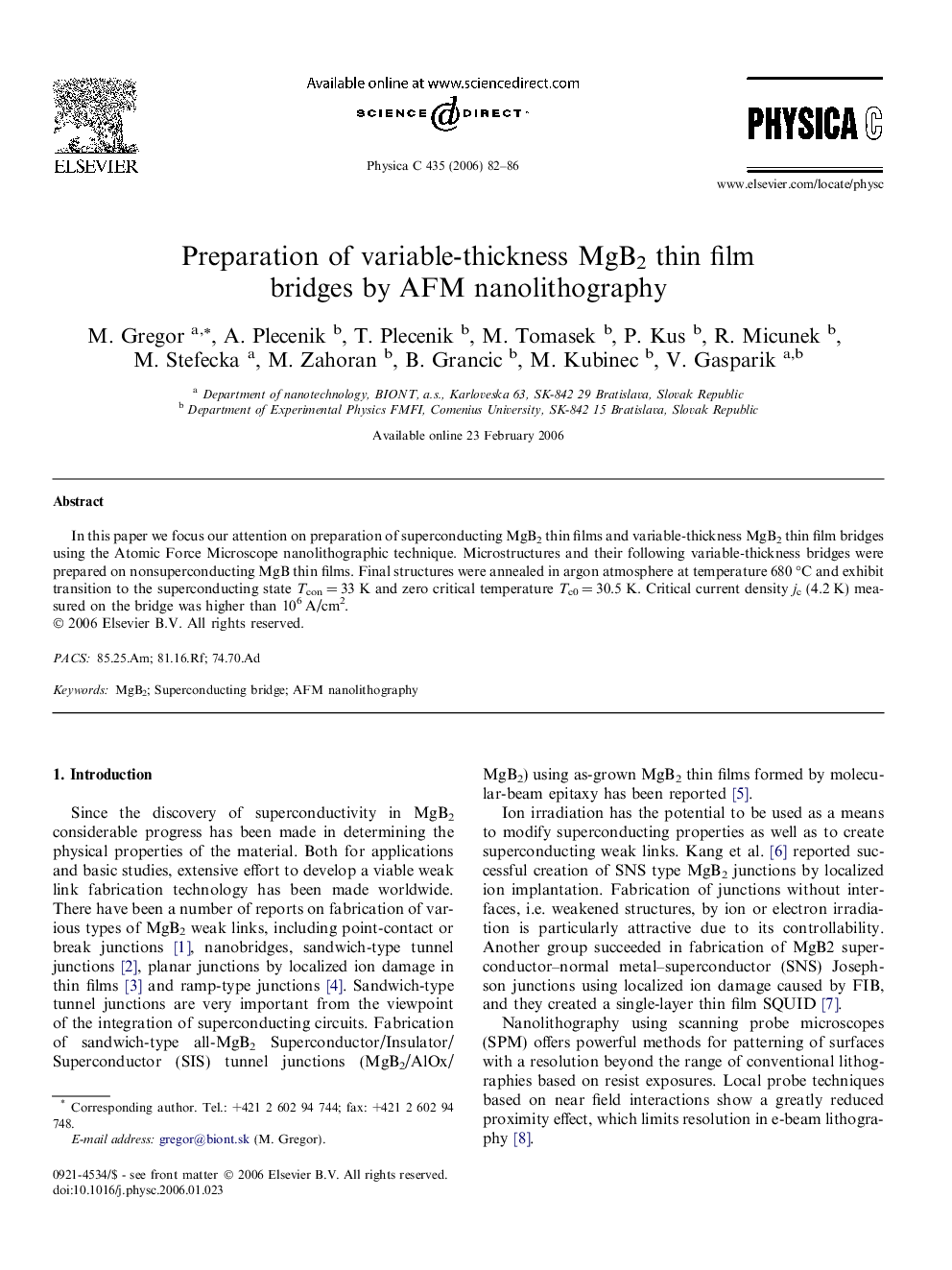 Preparation of variable-thickness MgB2 thin film bridges by AFM nanolithography