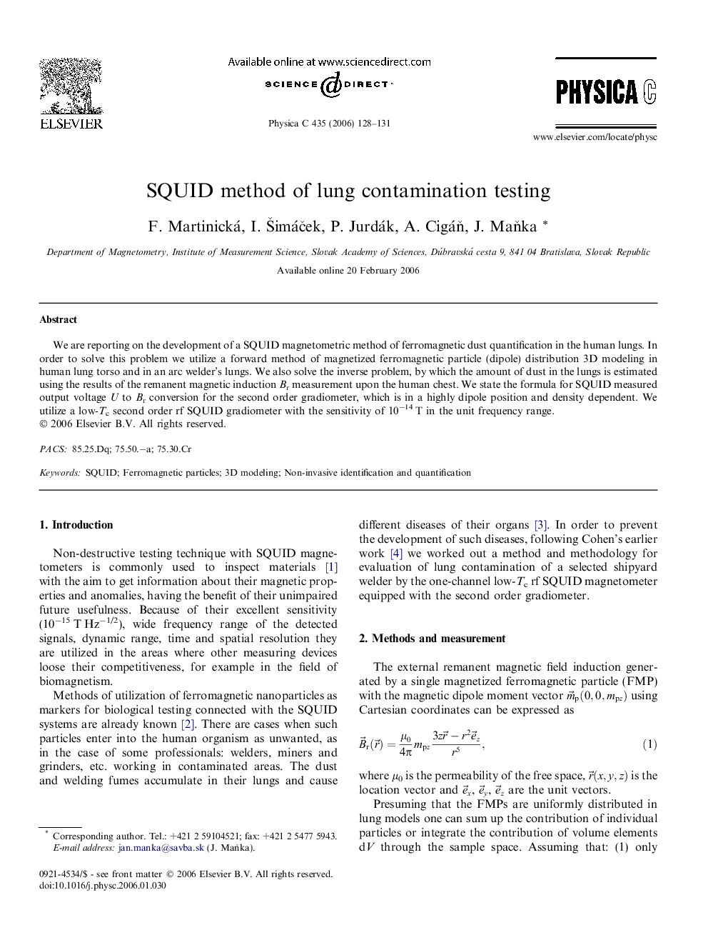 SQUID method of lung contamination testing