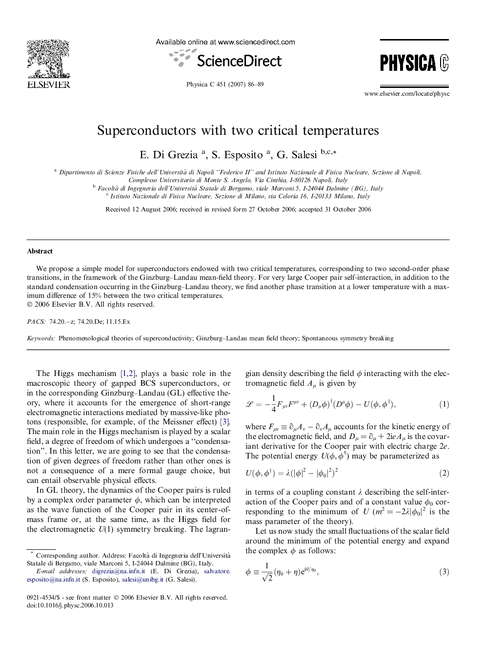 Superconductors with two critical temperatures