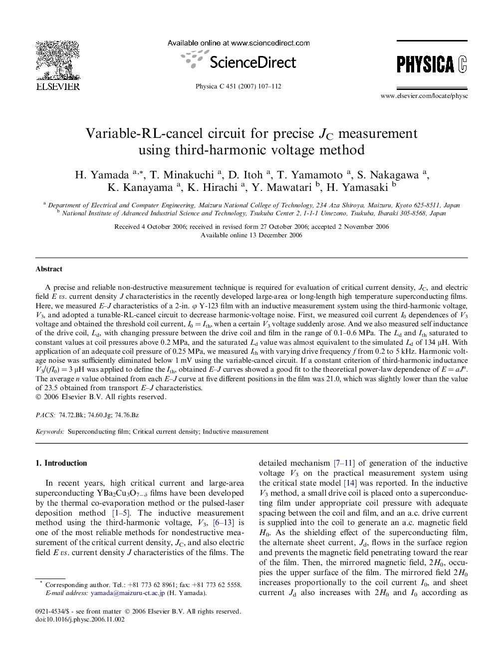 Variable-RL-cancel circuit for precise JC measurement using third-harmonic voltage method