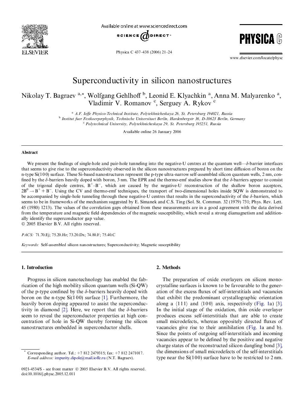 Superconductivity in silicon nanostructures