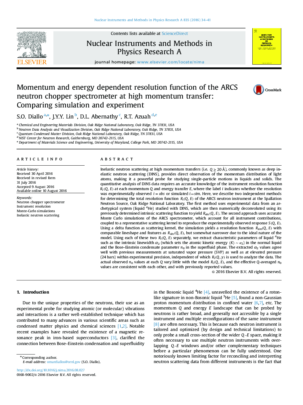 Momentum and energy dependent resolution function of the ARCS neutron chopper spectrometer at high momentum transfer: Comparing simulation and experiment