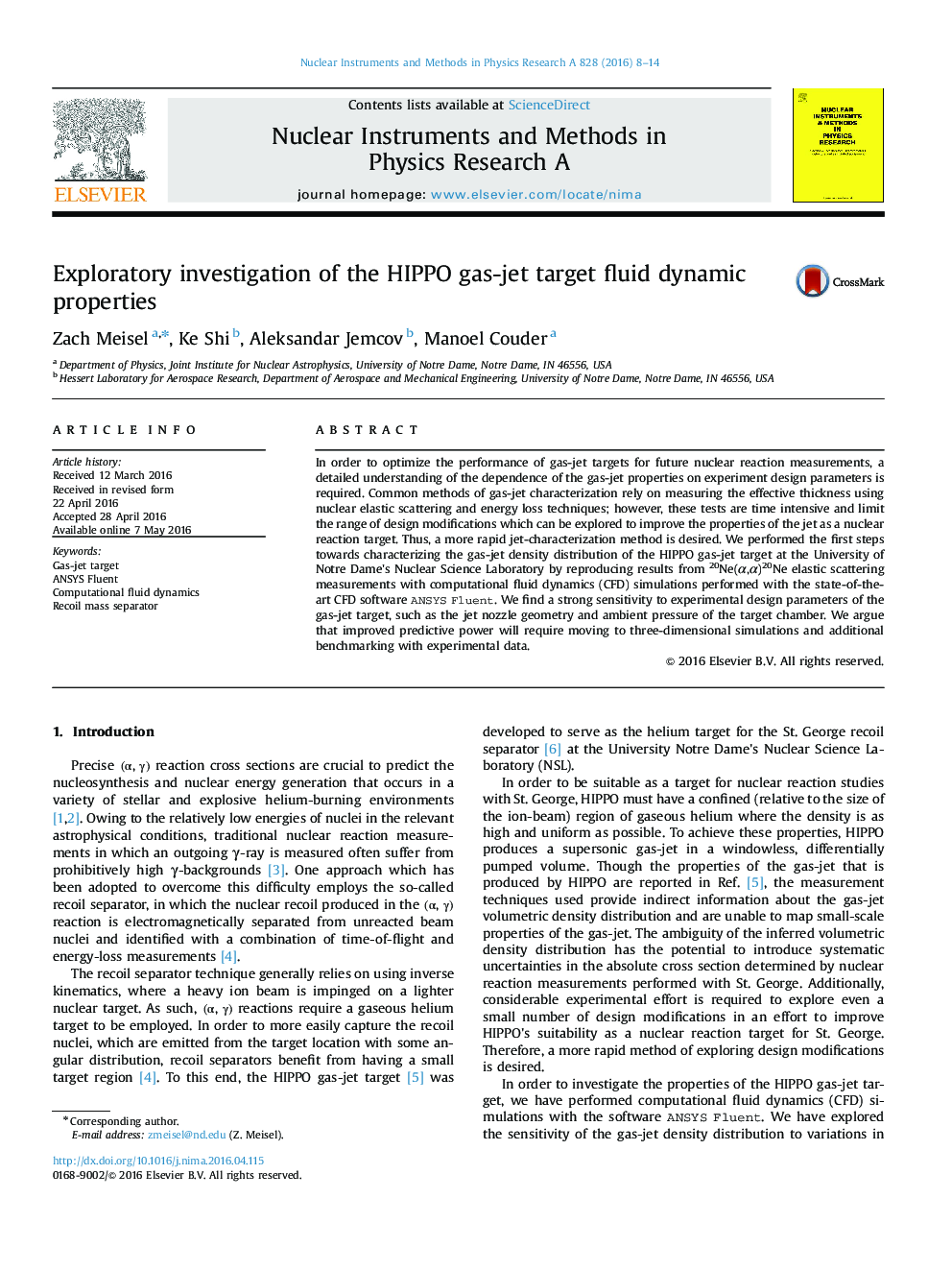 Exploratory investigation of the HIPPO gas-jet target fluid dynamic properties