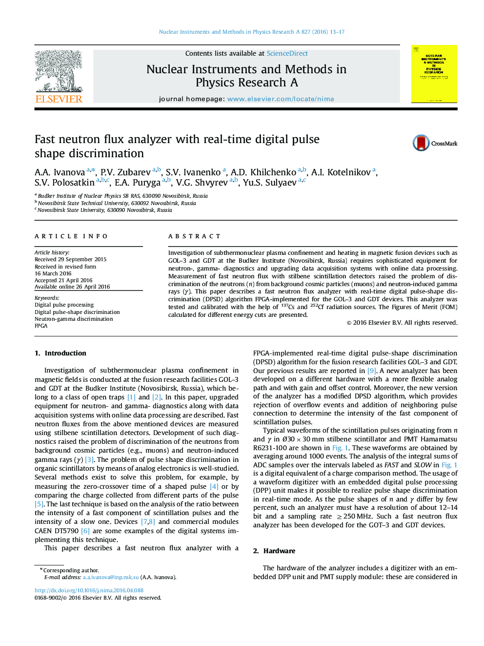 Fast neutron flux analyzer with real-time digital pulse shape discrimination