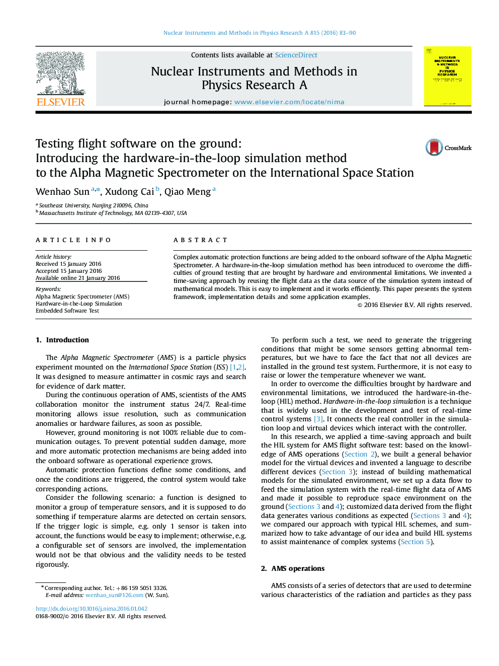 Testing flight software on the ground: Introducing the hardware-in-the-loop simulation method to the Alpha Magnetic Spectrometer on the International Space Station