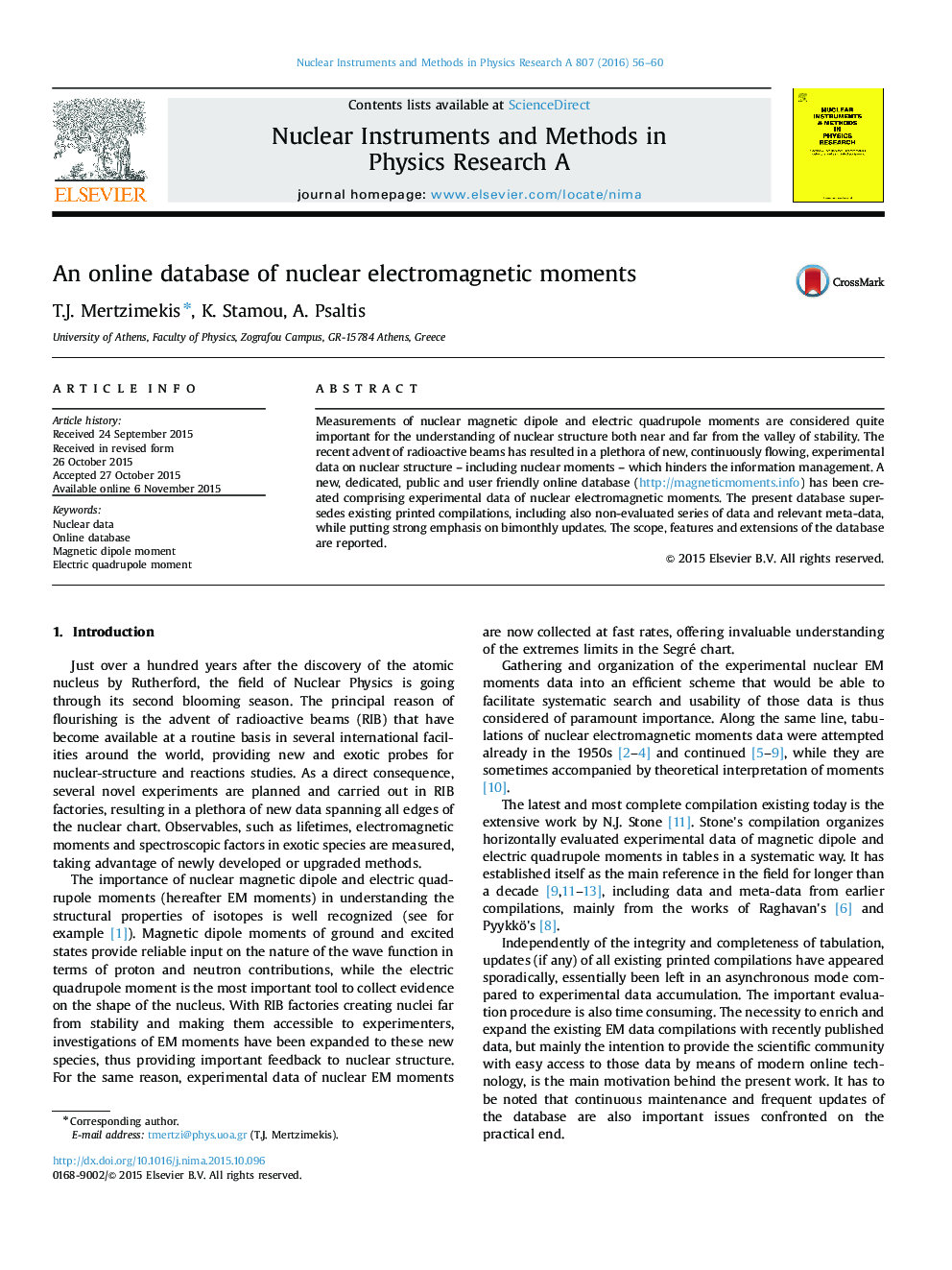 An online database of nuclear electromagnetic moments