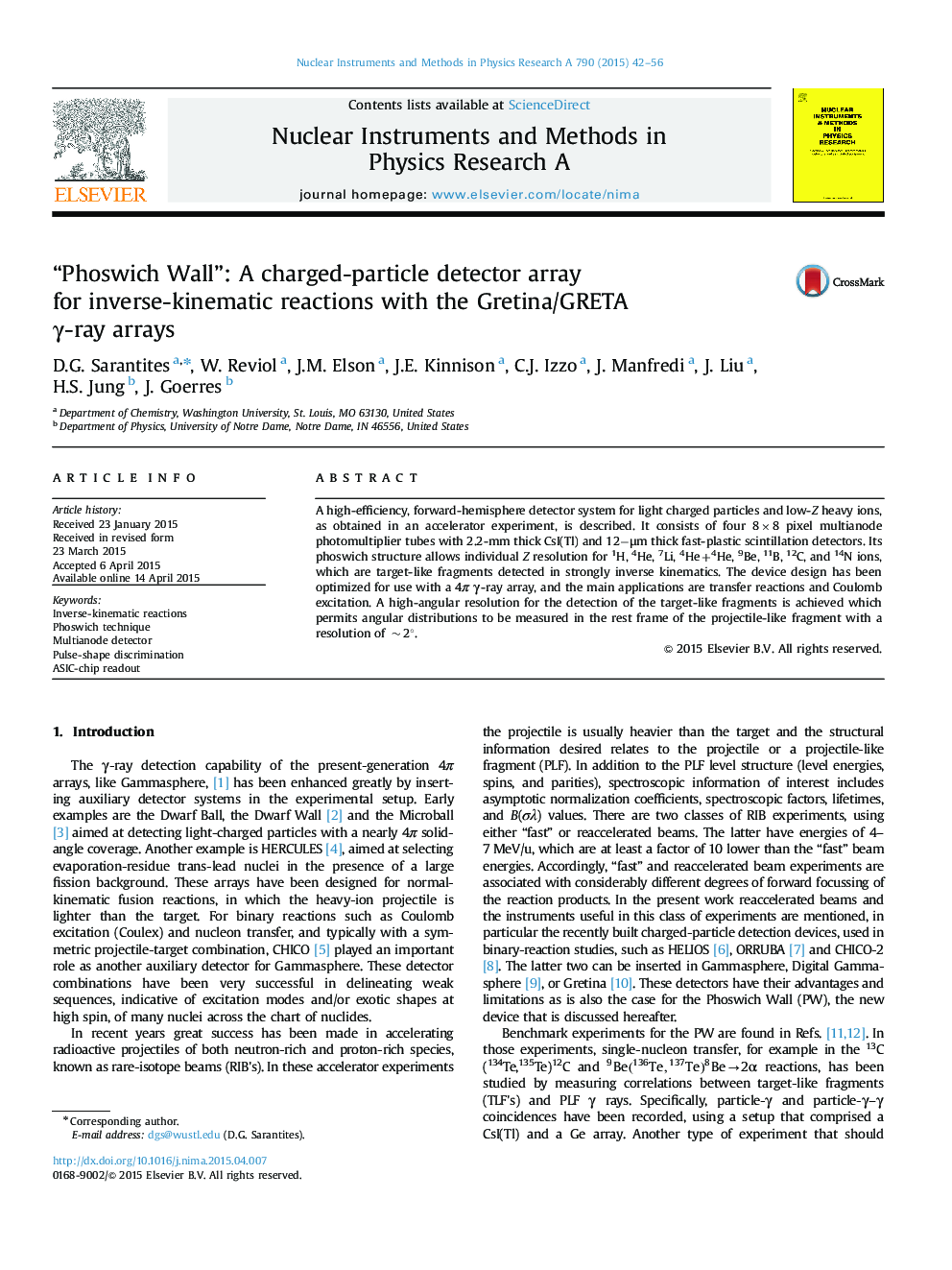 “Phoswich Wall”: A charged-particle detector array for inverse-kinematic reactions with the Gretina/GRETA γ-ray arrays