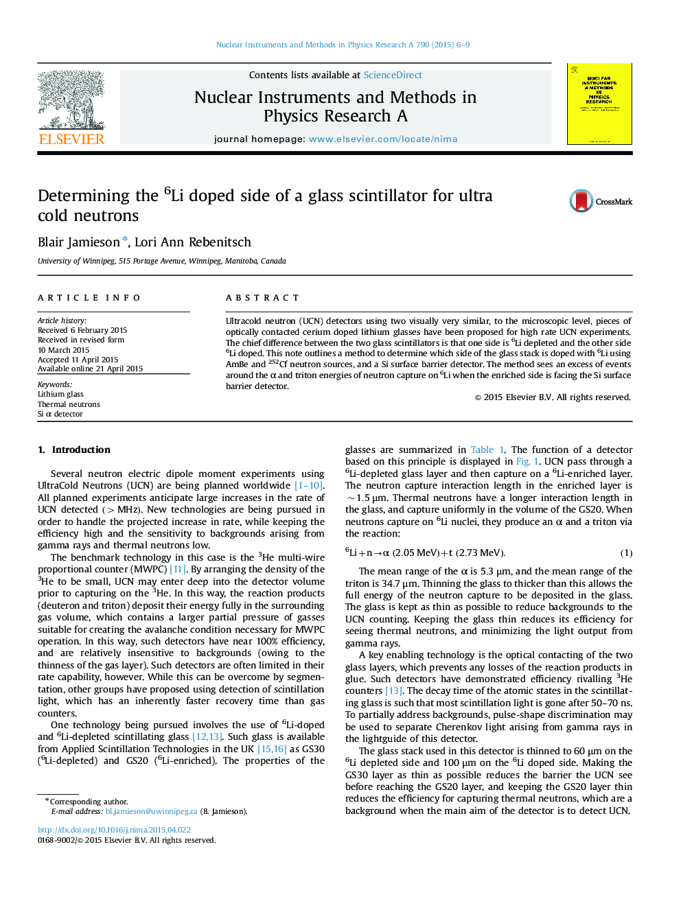 Determining the 6Li doped side of a glass scintillator for ultra cold neutrons